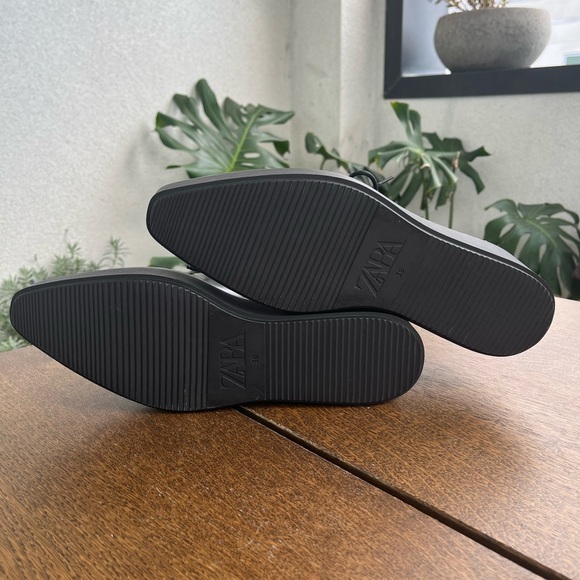 Zara Black Faux Leather Platform Oxfords - Picture 4 of 4